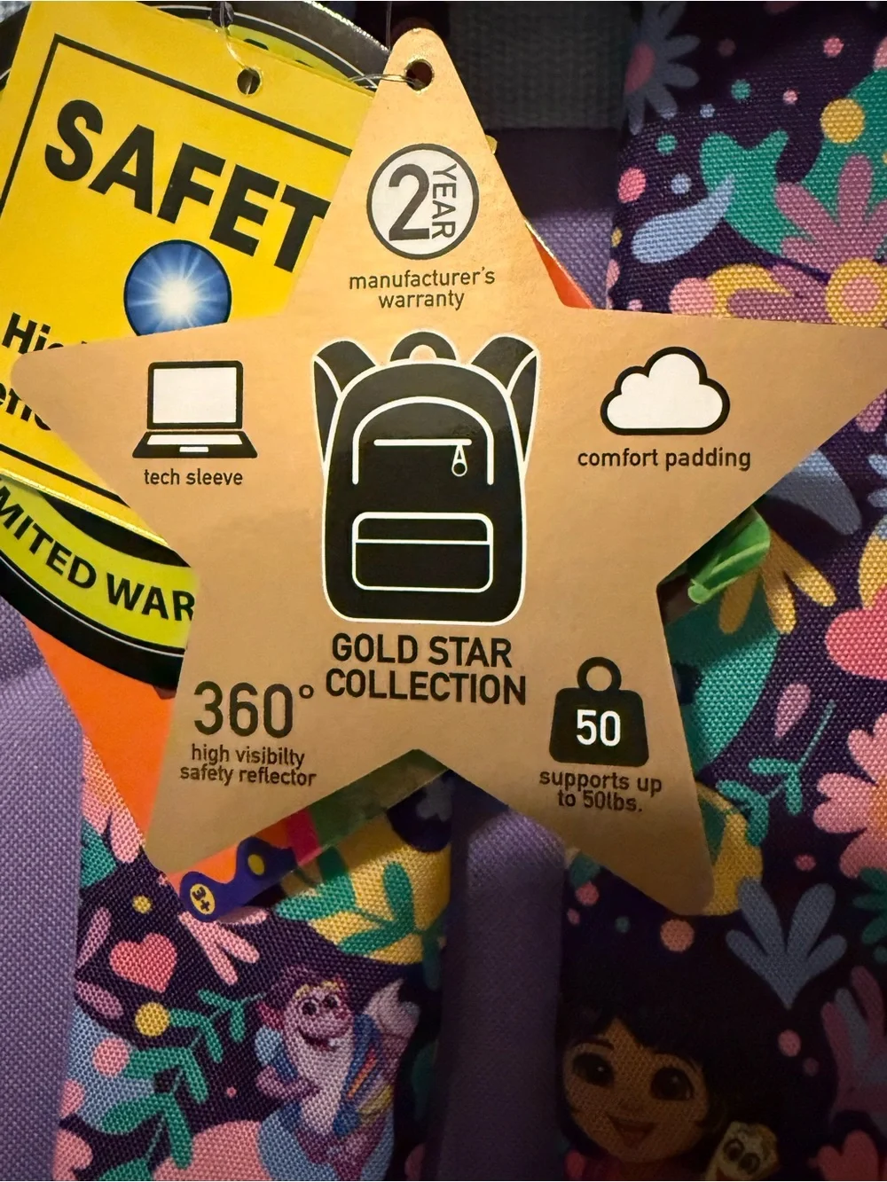 Kids Backpack in Pink with Glitter Front Pocket